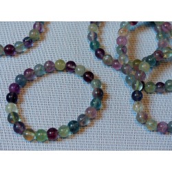 Bracelet Fluorite ou fluorine  Q Extra en perles multicolores de 8mm