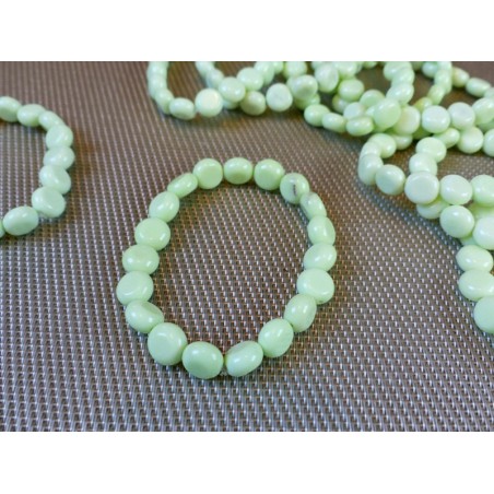 Bracelet Chrysoprase Citron en pierres roulées aplaties Bracelet Chrysoprase Citron en pierres roulées aplaties