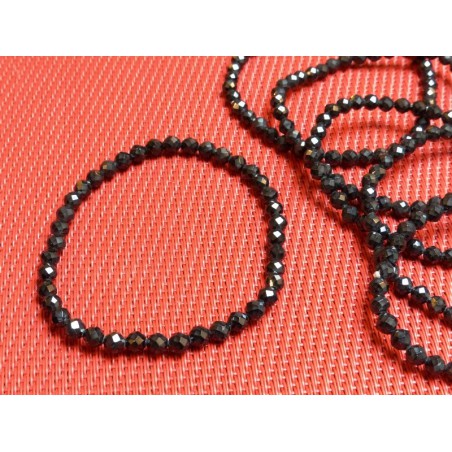 Bracelet Spinelle noir en perles facettées de 4mm