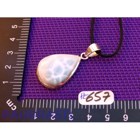 Pendentif Larimar - Pectolite bleue Cabochon Q Extra 10gr monture argent 925