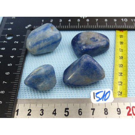 Quartz bleu - Aventurine bleue Lot de 4 Pierres Roulées 102g | Minéraux Paubrasil