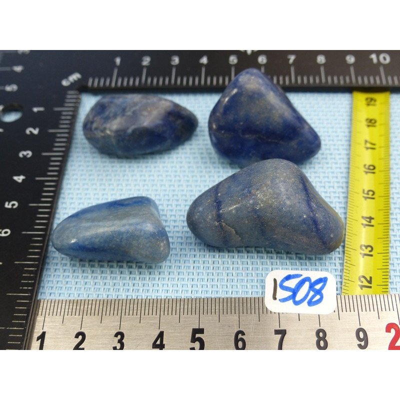 Quartz bleu - Aventurine bleue Lot de 4 Pierres Roulées 94g | Minéraux Paubrasil