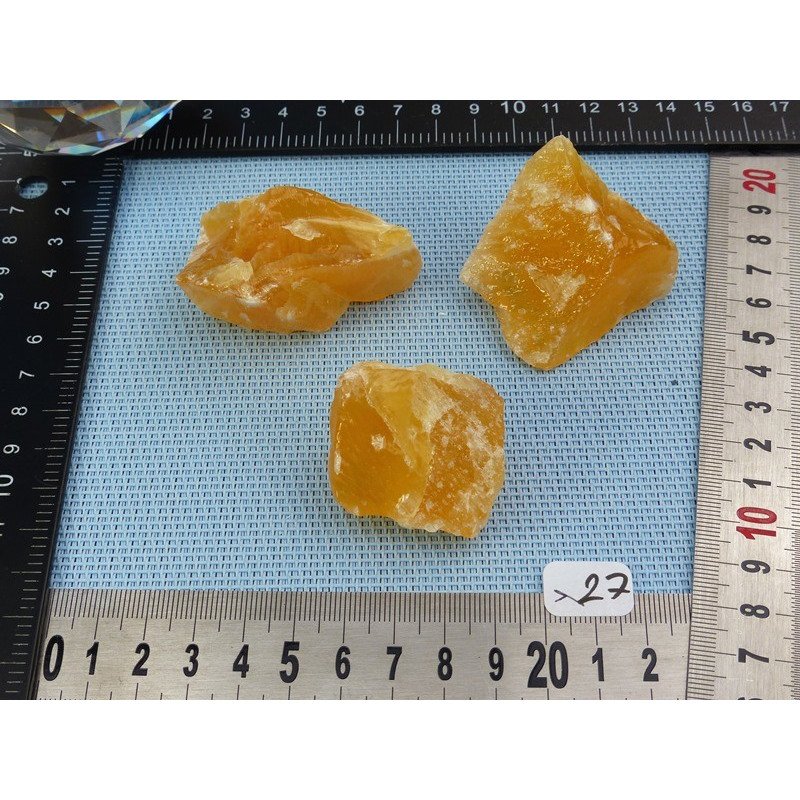 Calcite Orange Lot de 3 Pierres Brutes 145g | Minéraux Paubrasil