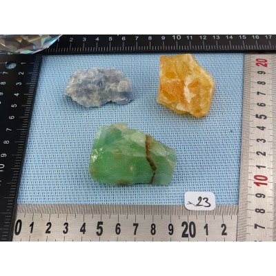 Calcite Orange, Verte, Bleue Lot de 3 Pierres Brutes 148g | Minéraux Paubrasil