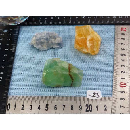 Calcite Orange, Verte, Bleue Lot de 3 Pierres Brutes 148g | Minéraux Paubrasil
