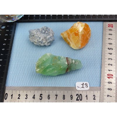 Calcite Orange, Verte, Bleue Lot de 3 Pierres Brutes 158g | Minéraux Paubrasil