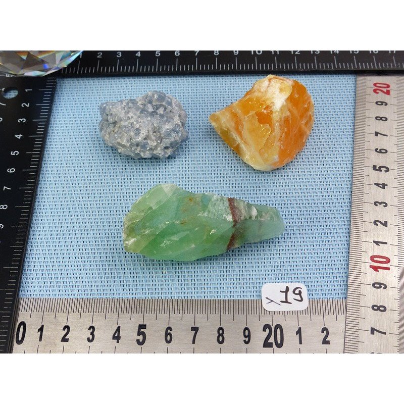 Calcite Orange, Verte, Bleue Lot de 3 Pierres Brutes 158g | Minéraux Paubrasil