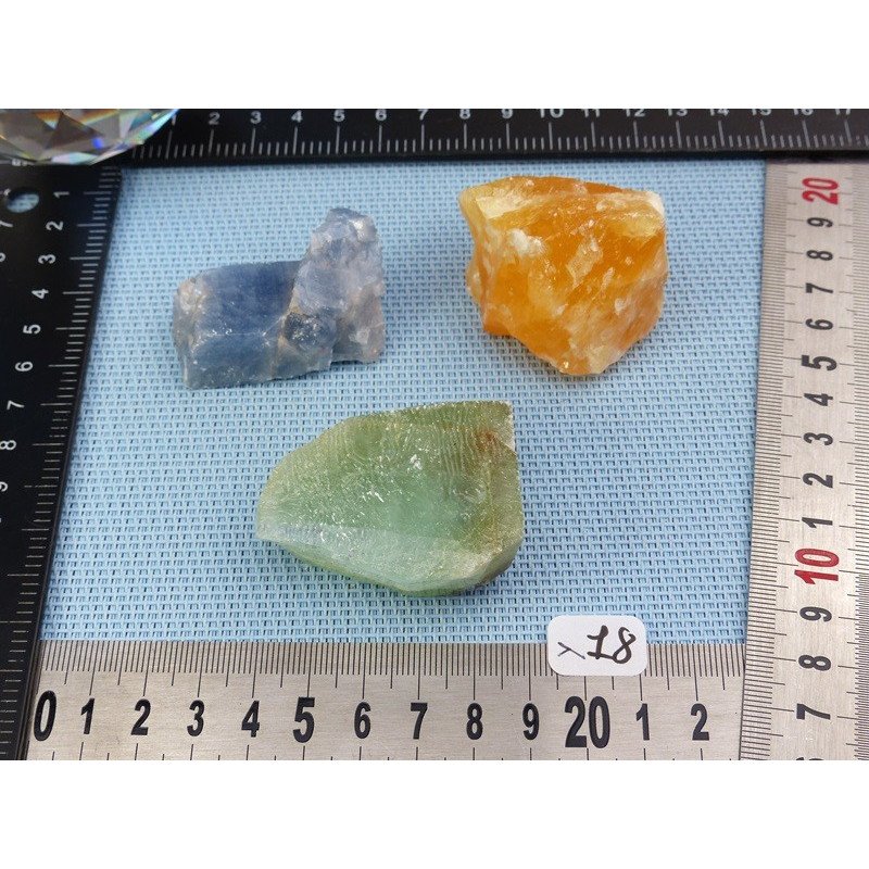 Calcite Orange, Verte, Bleue Lot de 3 Pierres Brutes 168g | Minéraux Paubrasil