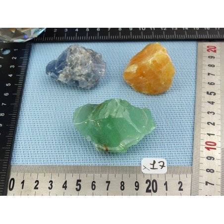 Calcite Orange, Verte, Bleue Lot de 3 Pierres Brutes 179g | Minéraux Paubrasil