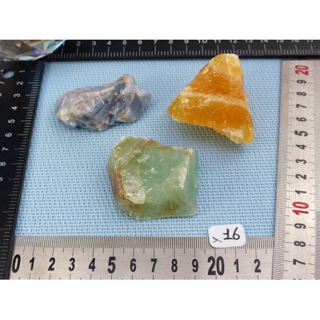 Calcite Orange, Verte, Bleue Lot de 3 Pierres Brutes 213g | Minéraux Paubrasil
