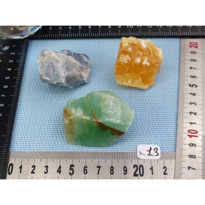 Calcite Orange, Verte, Bleue Lot de 3 Pierres Brutes 202g | Minéraux Paubrasil