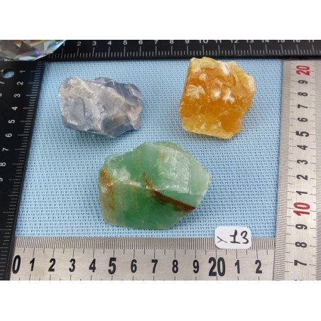 Calcite Orange, Verte, Bleue Lot de 3 Pierres Brutes 202g | Minéraux Paubrasil