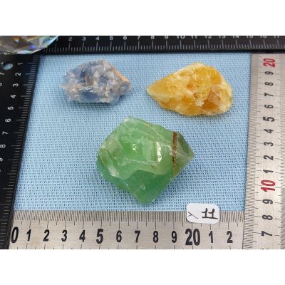 Calcite Orange, Verte, Bleue Lot de 3 Pierres Brutes 180g | Minéraux Paubrasil