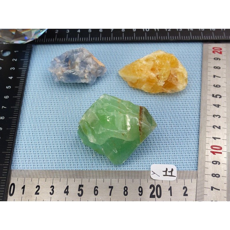 Calcite Orange, Verte, Bleue Lot de 3 Pierres Brutes 180g | Minéraux Paubrasil