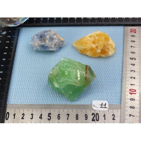 Calcite Orange, Verte, Bleue Lot de 3 Pierres Brutes 180g | Minéraux Paubrasil