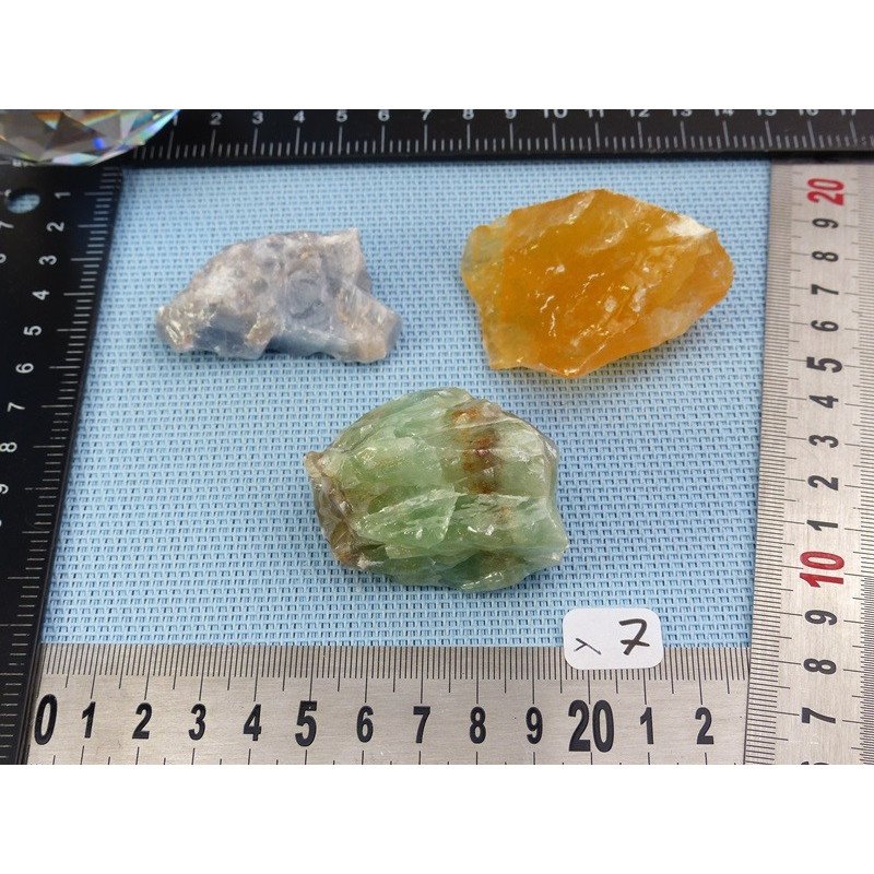 Calcite Orange, Verte, Bleue Lot de 3 Pierres Brutes 153g | Minéraux Paubrasil