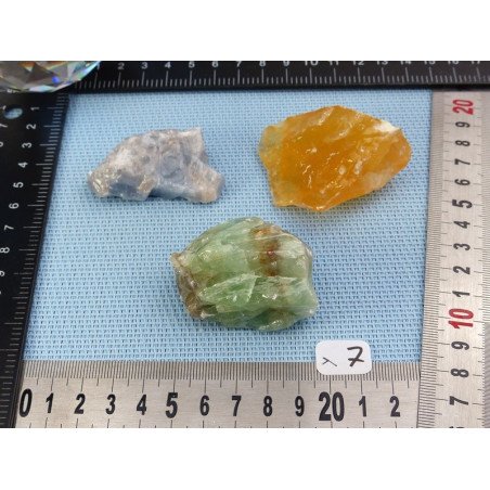Calcite Orange, Verte, Bleue Lot de 3 Pierres Brutes 153g | Minéraux Paubrasil