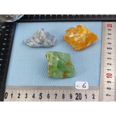 Calcite Orange, Verte, Bleue Lot de 3 Pierres Brutes 138g | Minéraux Paubrasil