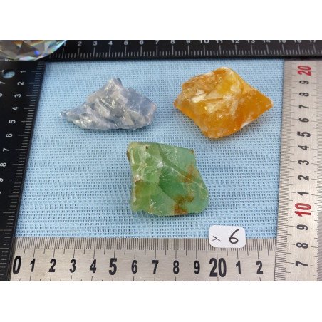 Calcite Orange, Verte, Bleue Lot de 3 Pierres Brutes 138g | Minéraux Paubrasil