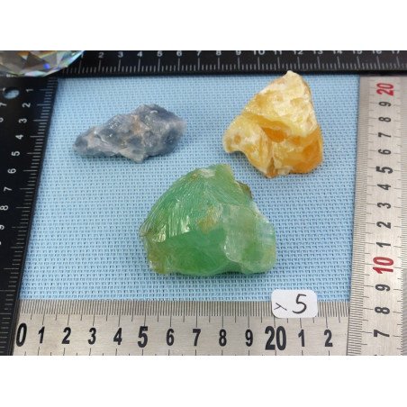 Calcite Orange, Verte, Bleue Lot de 3 Pierres Brutes 165g | Minéraux Paubrasil