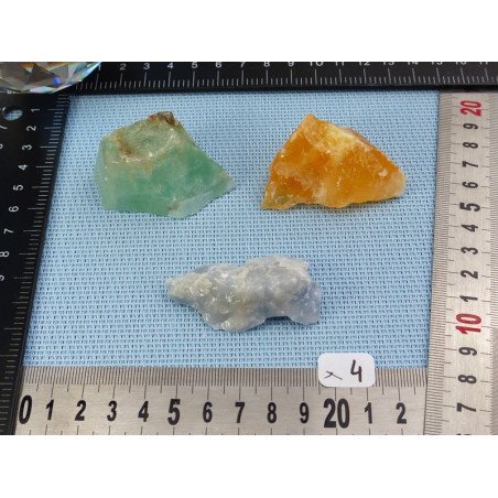 Calcite Orange, Verte, Bleue Lot de 3 Pierres Brutes 127g | Minéraux Paubrasil