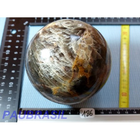 Sphère Pierre de lune noire Orthose  1129g 94mm diamètre