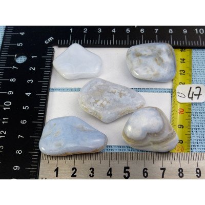 Calcédoine bleue Lot de 5 Pierres Semi Roulées 86g | Minéraux Paubrasil
