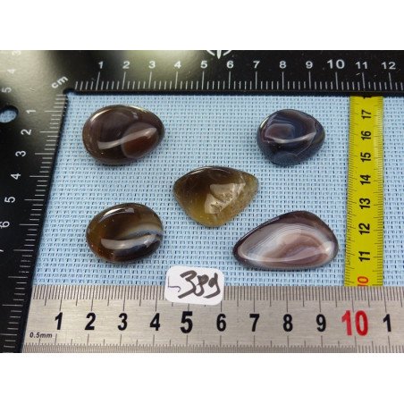 Agate du Botswana Lot de 5 Pierres Roulées Aplaties 49g | Minéraux Paubrasil