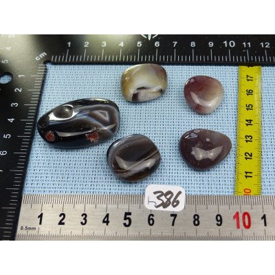 Agate du Botswana Lot de 5 Pierres Roulées Aplaties 60g | Minéraux Paubrasil