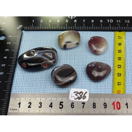 Agate du Botswana Lot de 5 Pierres Roulées Aplaties 60g | Minéraux Paubrasil