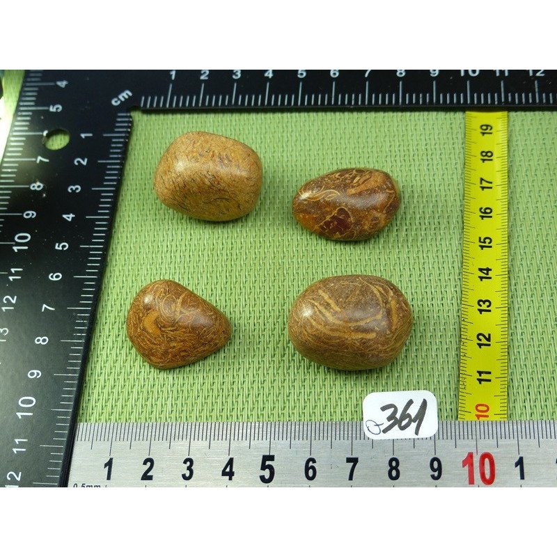 Jaspe Vermicelle - Jaspe Marianne Lot de 4 Pierres Roulées 7 | Minéraux Paubrasil