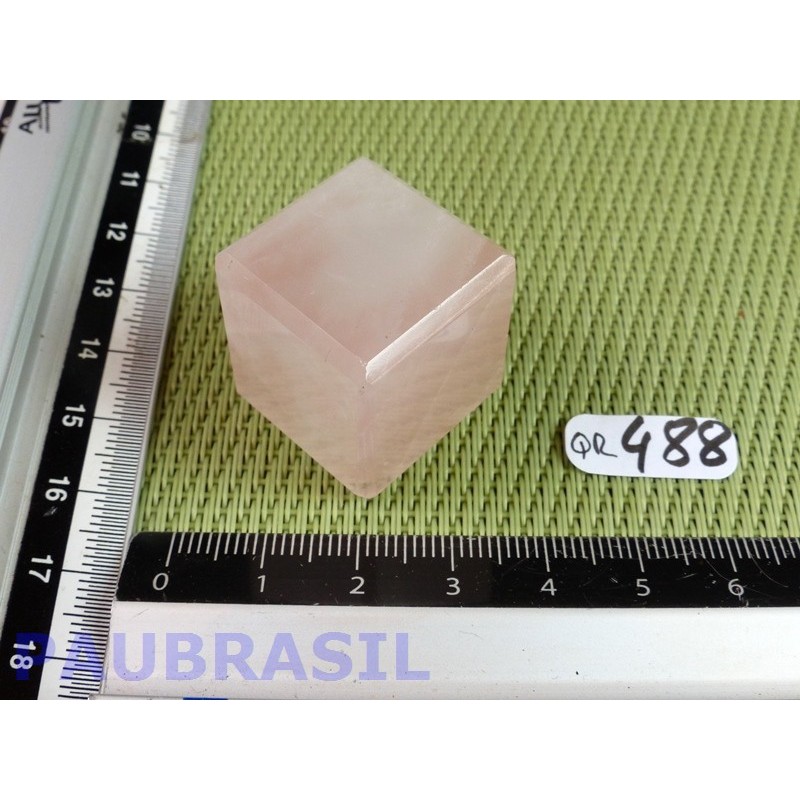 Cube poli en Quartz Rose Q Extra Brésil 34g 23mm