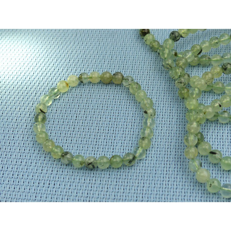 Bracelet Prehnite épidote Q Extra en perles de 6mm