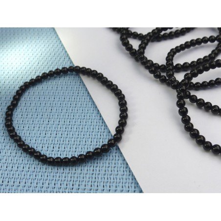 Bracelet Tourmaline Noire Schorl Q Extra en perles de 4mm