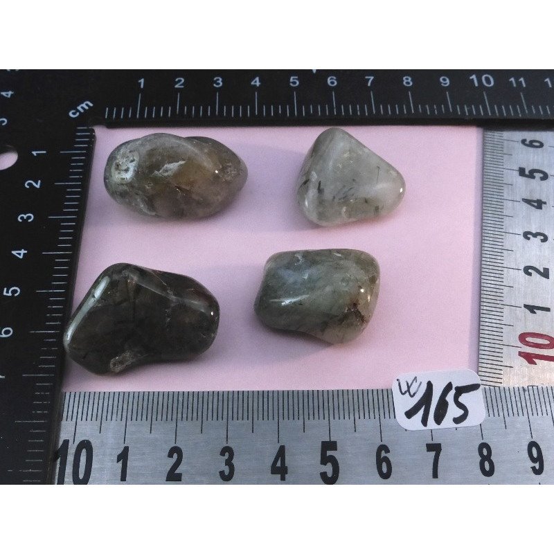 Quartz Actinolite Lot de 4 Pierres Roulées 51g | Minéraux Paubrasil