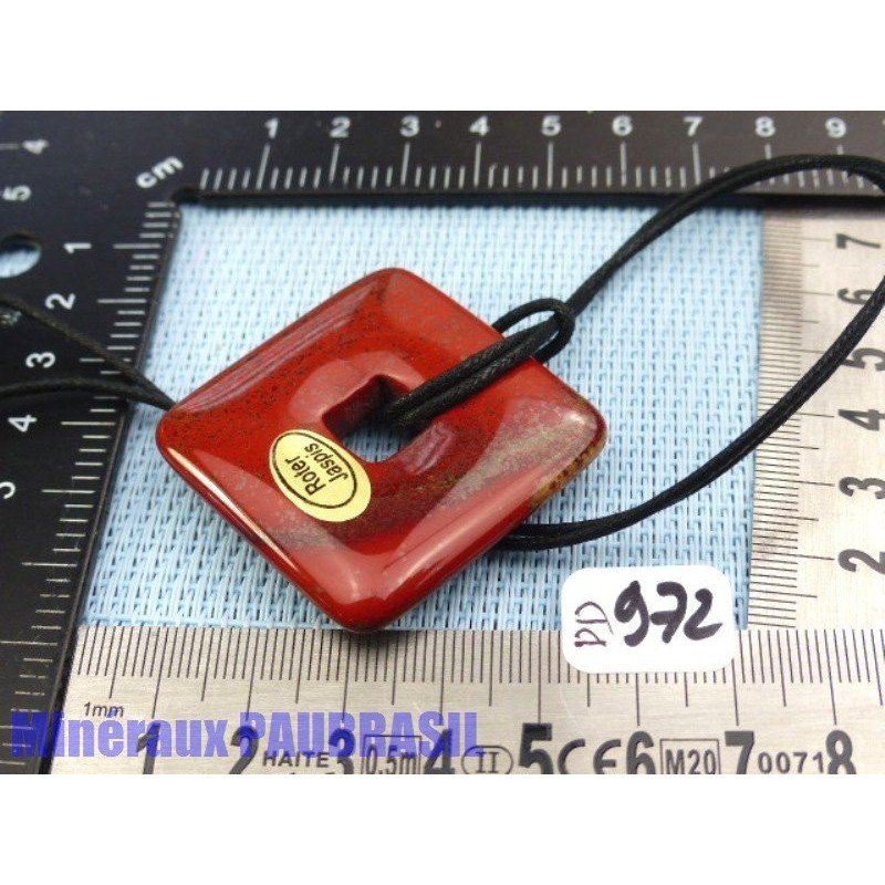 Pi donut CARRE pendentif en Jaspe Rouge Q Extra 4 cm