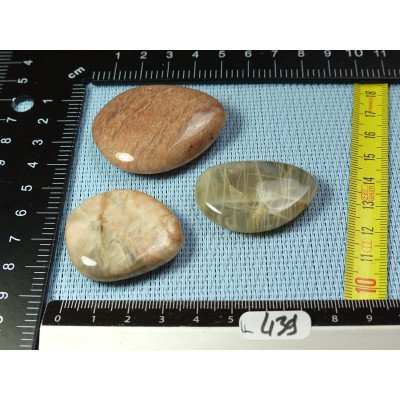 Pierre de Lune Orthose Lot de 3 Pierres Plates 65g | Minéraux Paubrasil
