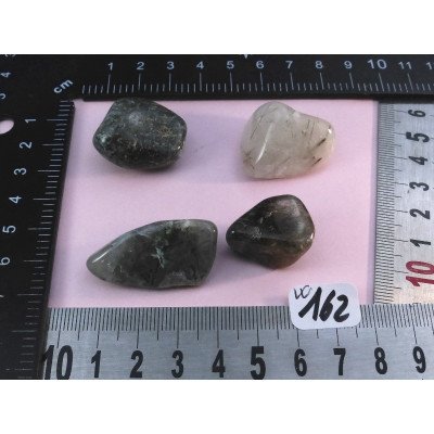 Quartz Actinolite Lot de 4 Pierres Roulées 43gr50 | Minéraux Paubrasil