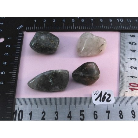 Quartz Actinolite Lot de 4 Pierres Roulées 43gr50 | Minéraux Paubrasil