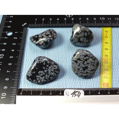 Obsidienne Flocon de Neige Lot de 4 Pierres Roulées 74g | Minéraux Paubrasil