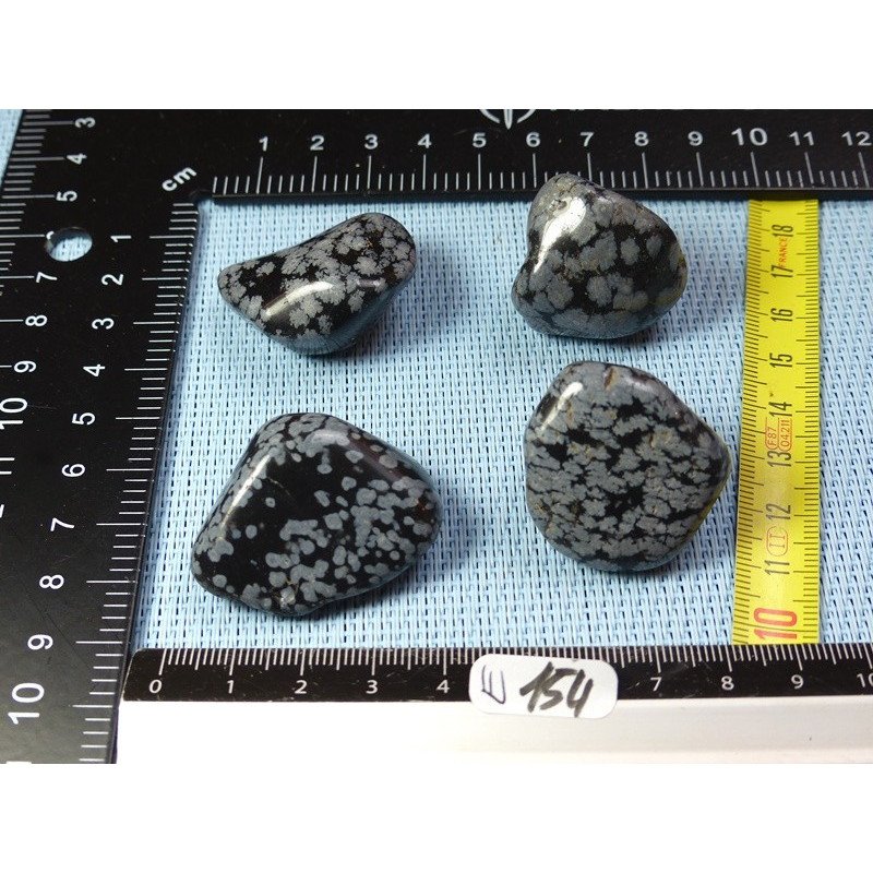 Obsidienne Flocon de Neige Lot de 4 Pierres Roulées 74g | Minéraux Paubrasil