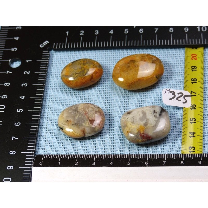Agate Crazy Lace Lot de 4 Pierres Plates Mini 46g | Minéraux Paubrasil