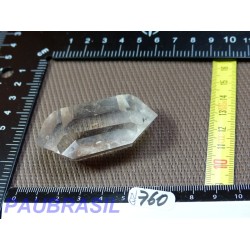 Pointe biterminée polie en Cristal de Roche légérement fumé de 52g qualité Extra