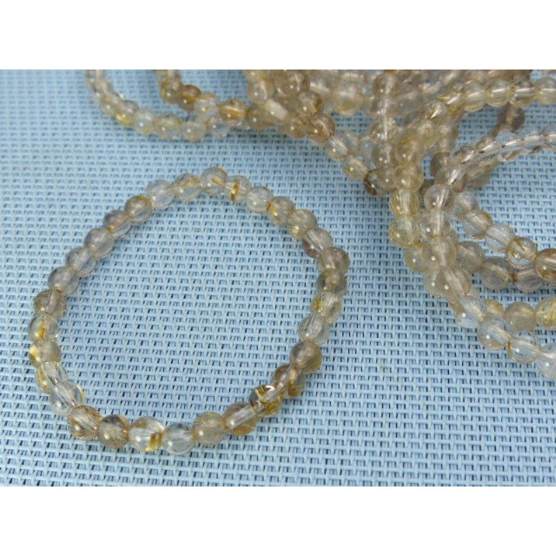 Bracelet Quartz rutile Q Extra en perles de 6mm