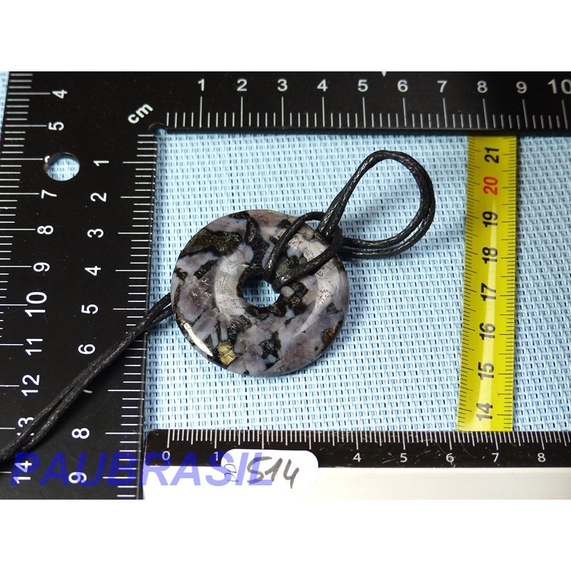 Pi Donut pendentif en Gabbro Merlinite de 4cm