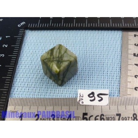 Cube poli en Jaspe Vert Zébré - Green Network Jasper Q Extra 17g 18mm Rare