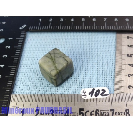 Cube poli en Jaspe Vert Zébré - Green Network Jasper Q Extra 17g 18mm Rare