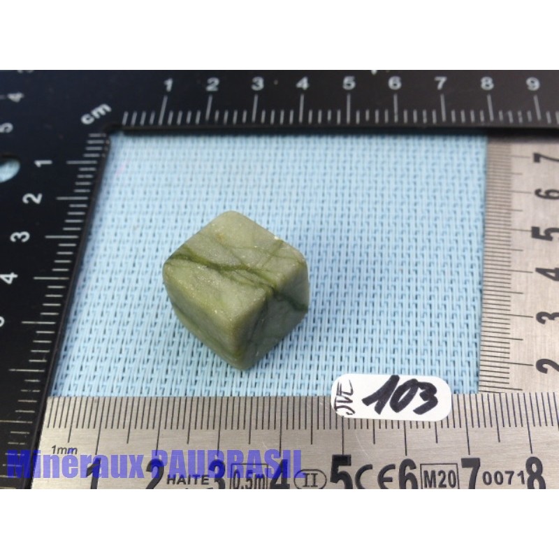 Cube poli en Jaspe Vert Zébré - Green Network Jasper Q Extra 17g 18mm Rare