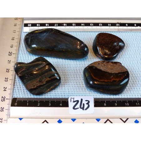 Oeil de Faucon Lot de 4 Pierres Roulées 139g | Minéraux Paubrasil