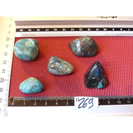 Shattuckite Congo Lot de 5 Pierres Roulées 67g | Minéraux Paubrasil